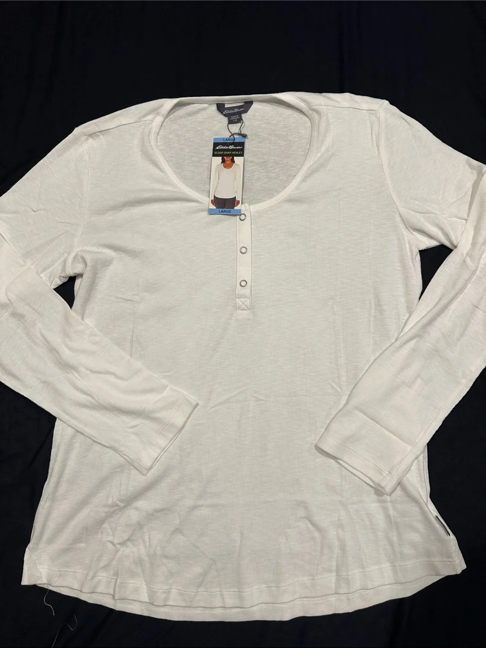 Eddie Bauer White Long-Sleeve Henley Top